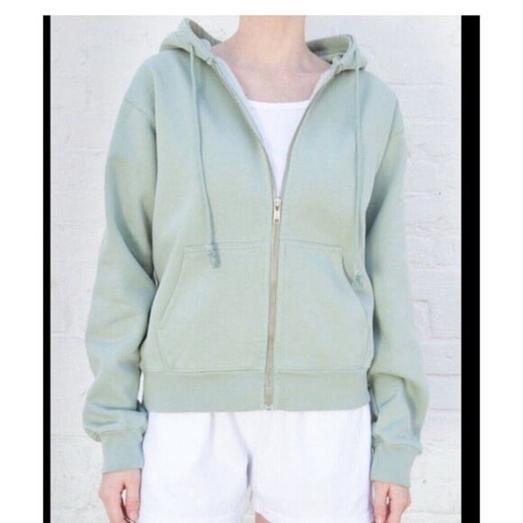 Brandy Melville Tops - brandy melville full zip hoodie Light Green